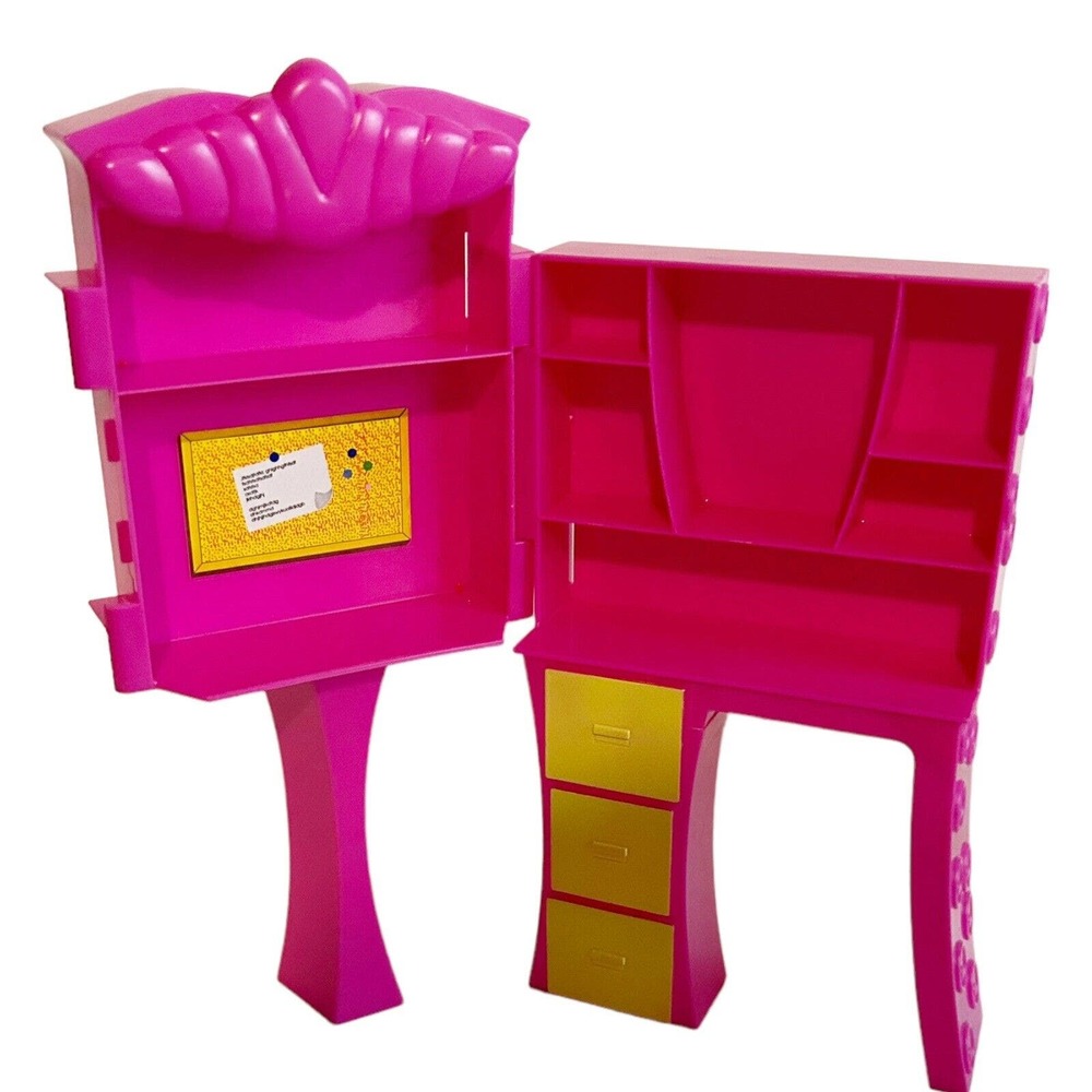 Doll Desk Foldable Furniture Dollhouse Barbie Pink